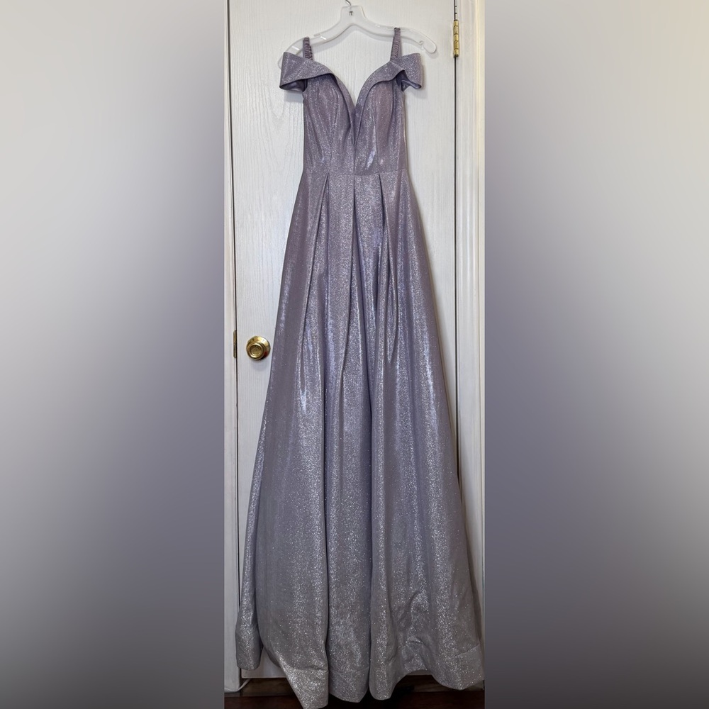 David's Bridal Strapless Lavender Gown